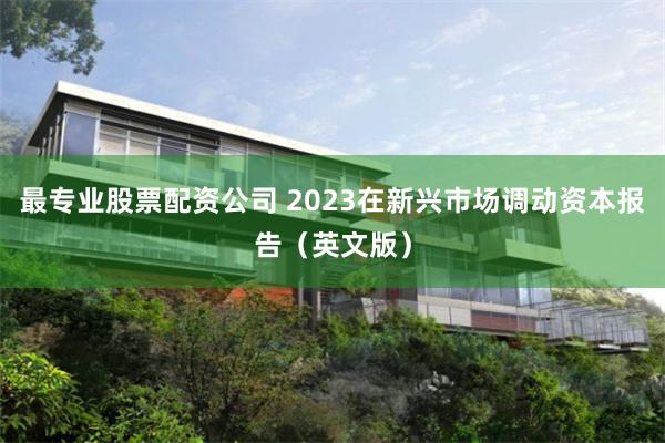 最专业股票配资公司 2023在新兴市场调动资本报告（英文版）